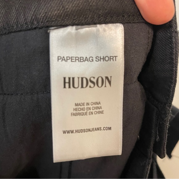 Hudson Womens Paper Bag Waist Black Linen Blend Shorts sz 26 Tie Waist Pockets - Picture 5 of 6